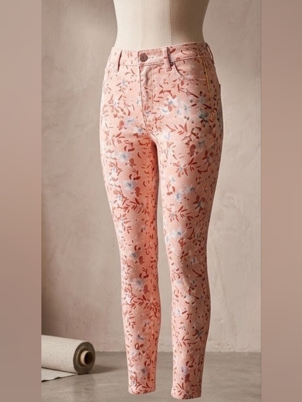 Time and Tru Pink Floral High-Rise Jeggings